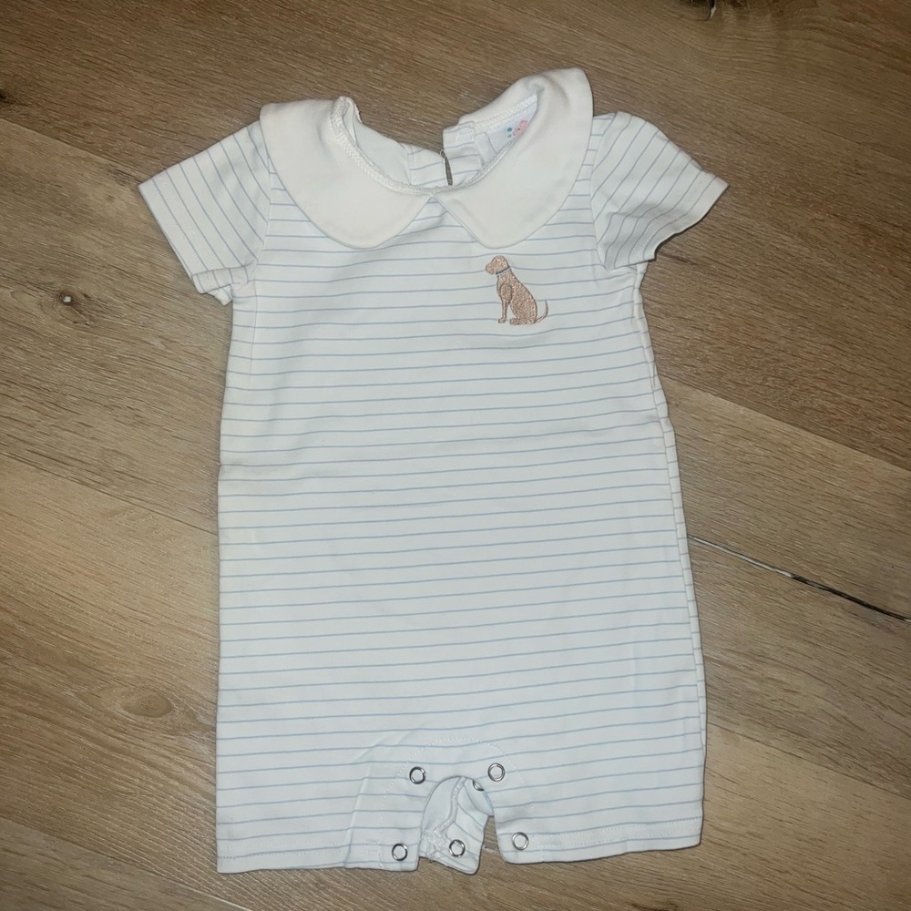 Stichy Fish Peter Pan Collar Short Puppy Romper